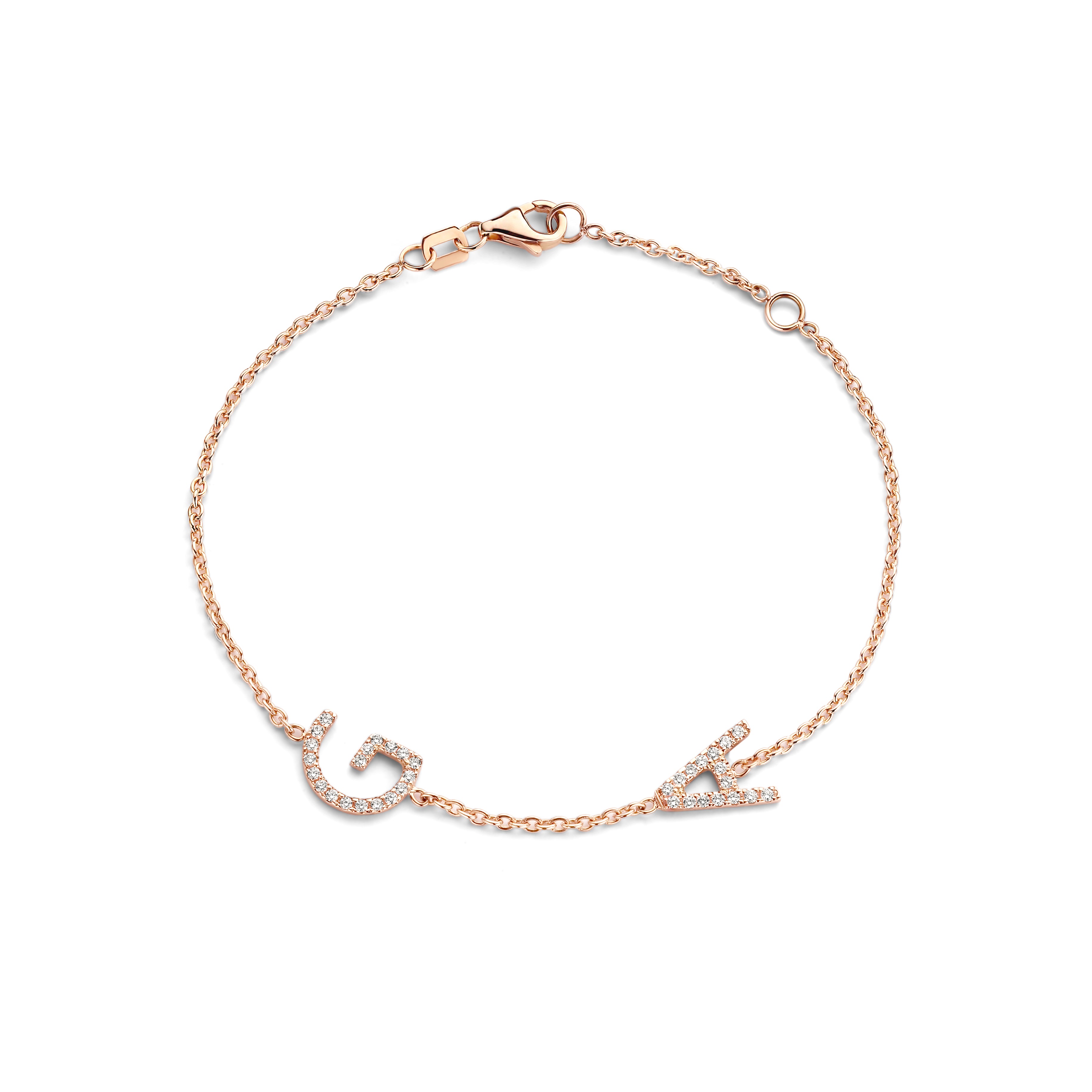 Double Diamond Initial Bracelet Affectio – aloé